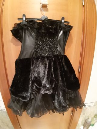 vestido gotico GLP.talla L.cuero piel y encaje