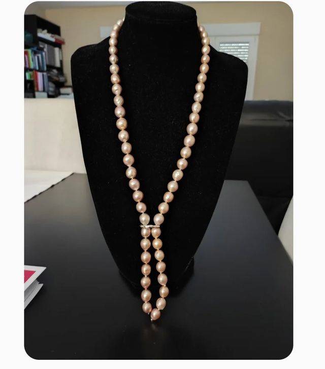 Collar Perlas Edison. 65 perlas, broche plata 925