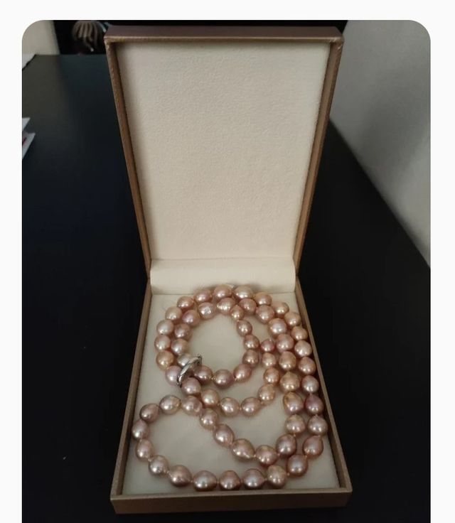 Collar Perlas Edison. 65 perlas, broche plata 925