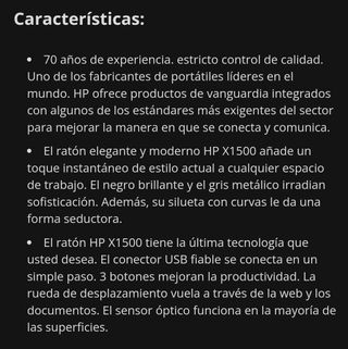 Ratón con cable Hp X1500