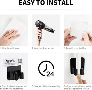 Soportes adhesivos de pared para escobas.