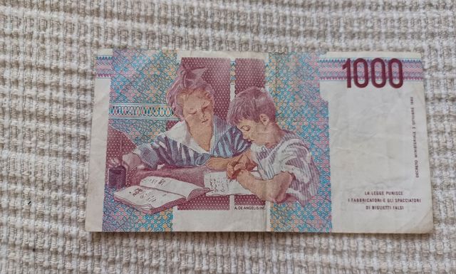 billete 1000 liras italiano 1990