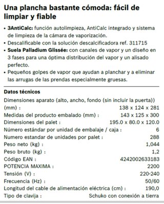 Plancha de vapor QuickFilling 2200 W