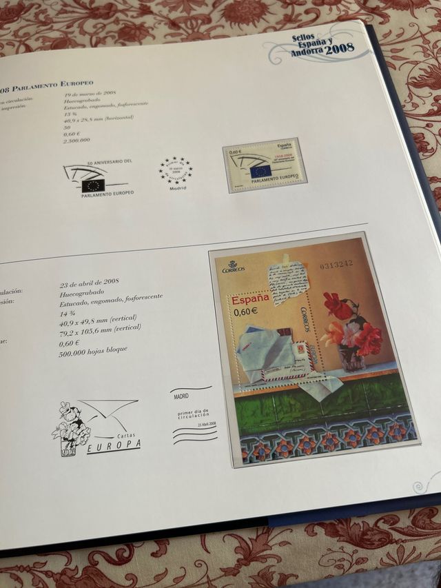 Libro sellos España y Andorra 2008 con sellos