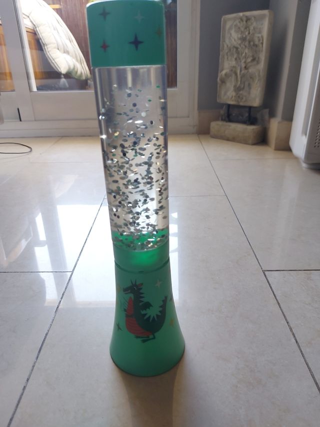 lámpara dinosaurio y purpurina