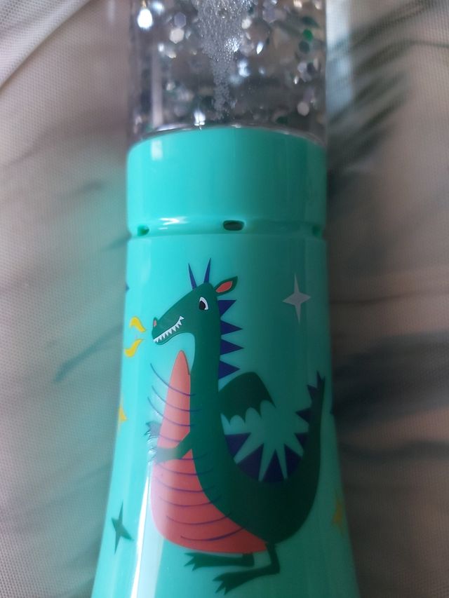 lámpara dinosaurio y purpurina