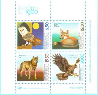 sellos Portugal  London 1980 hoja bloque