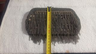 BOLSO DE MANO FIESTA, PLATA VIEJA CON CADENAS