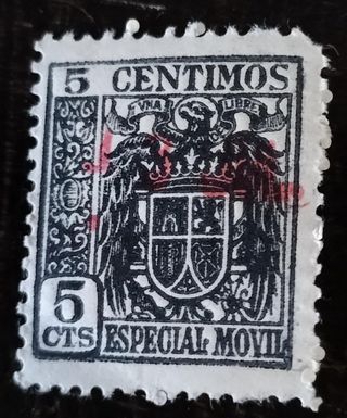 Antiguo sello de 5 centimos pts