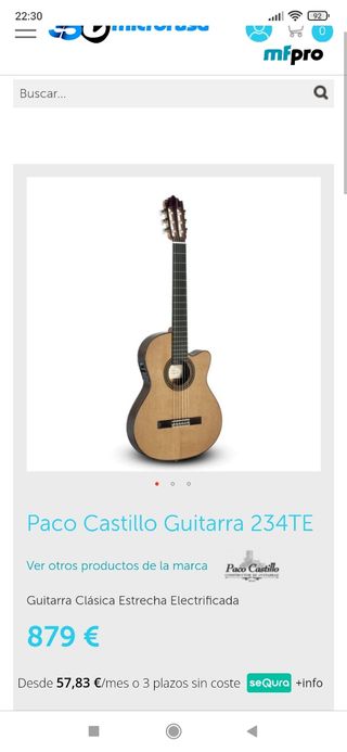 Guitarra caja estrecha Paco Castillo 234TE