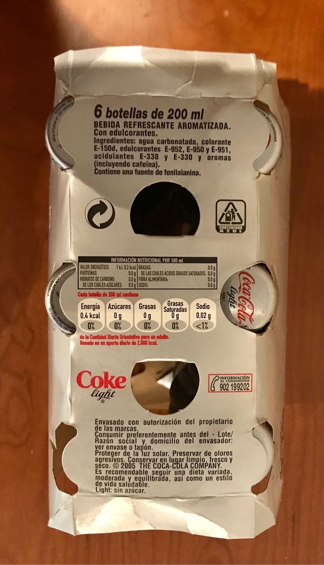 Pack de 5 botellas de Coca-Cola Light