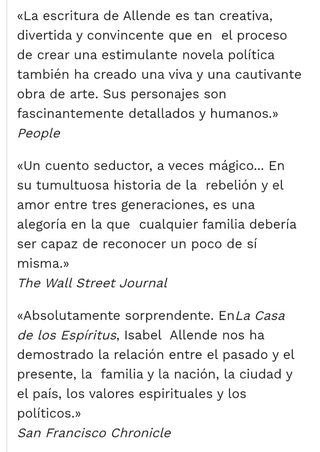 La casa de los espíritus (Isabel Allende)