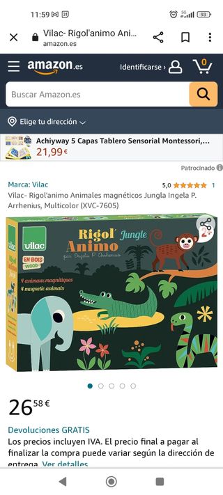 Juguete niño 2 años. Rigol ánimo jungle.