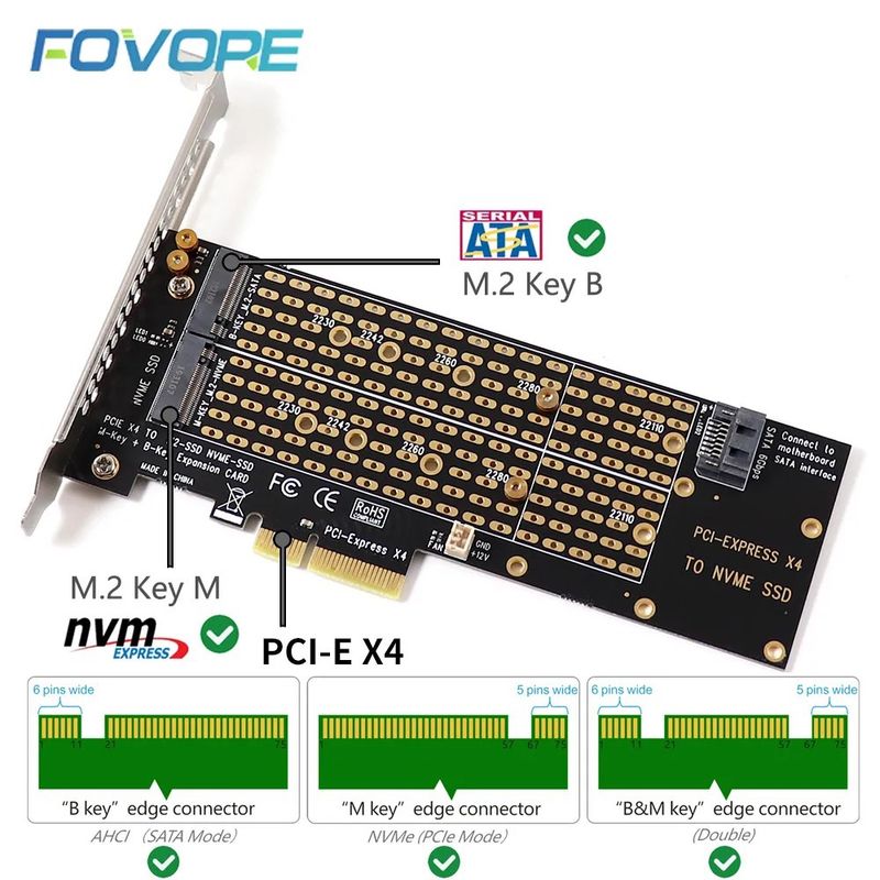Adaptador M.2 NVMe SSD a PCIe, Key M + key B afbeelding 4