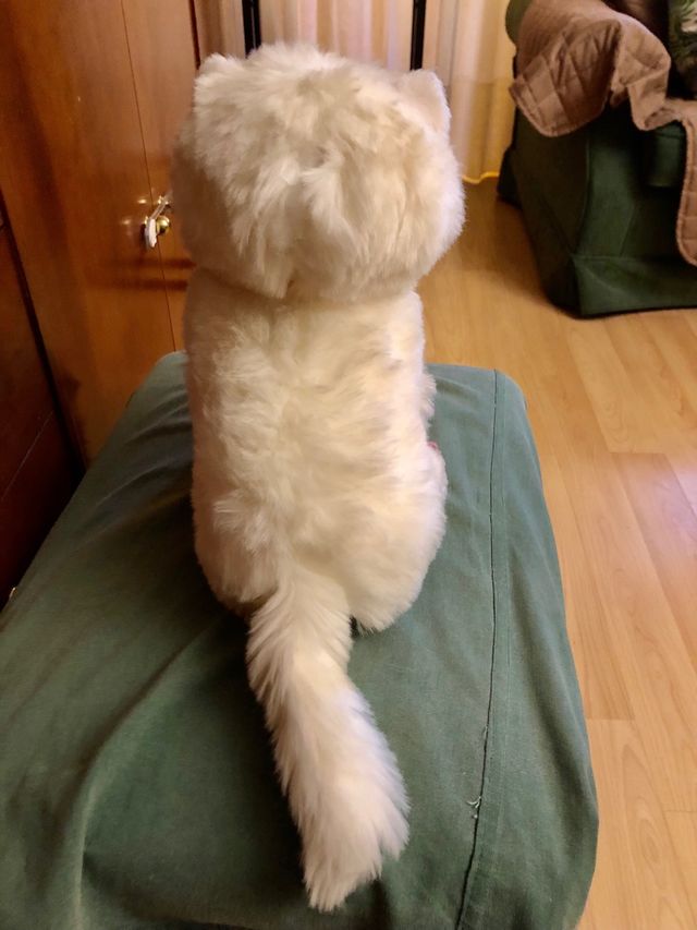 peluche vintage gato blanco que maulla