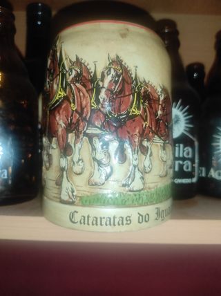 ANTIGUA JARRA CERVEZA BRASIL RELIEVE CERAMICA