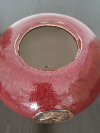 Jarrón o tibor rojo esmalte sangre de toro Becara