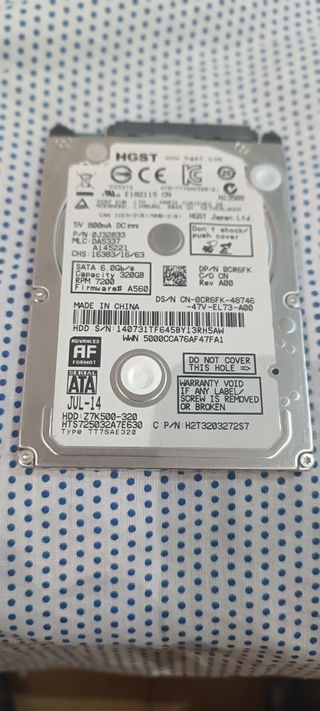 Disco duro hdd sata 6 320 gigas rpm 7200