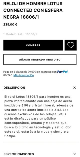 Orologio da uomo LOTUS