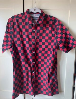 Camisa cuadros roja y negra hombre