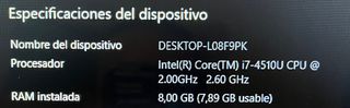 Portátil Asus 15". Intel i7. RAM 8GB. SSD 1 TB