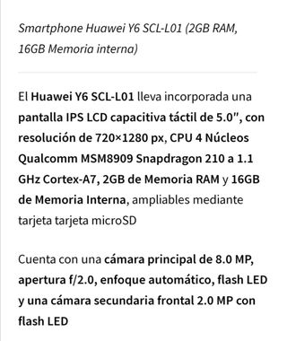 MOVIL HUAWEI Y6 NUEVO