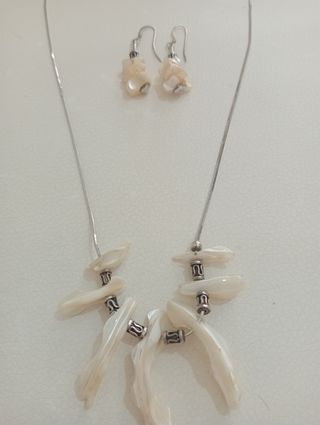 Conjunto plata y nácar