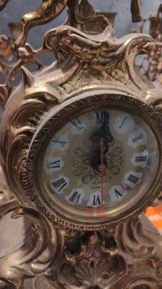 Reloj bronce+2 candelabros