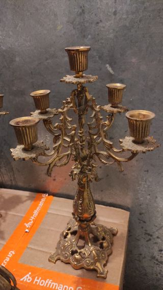 Reloj bronce+2 candelabros