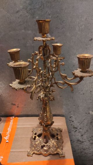 Reloj bronce+2 candelabros