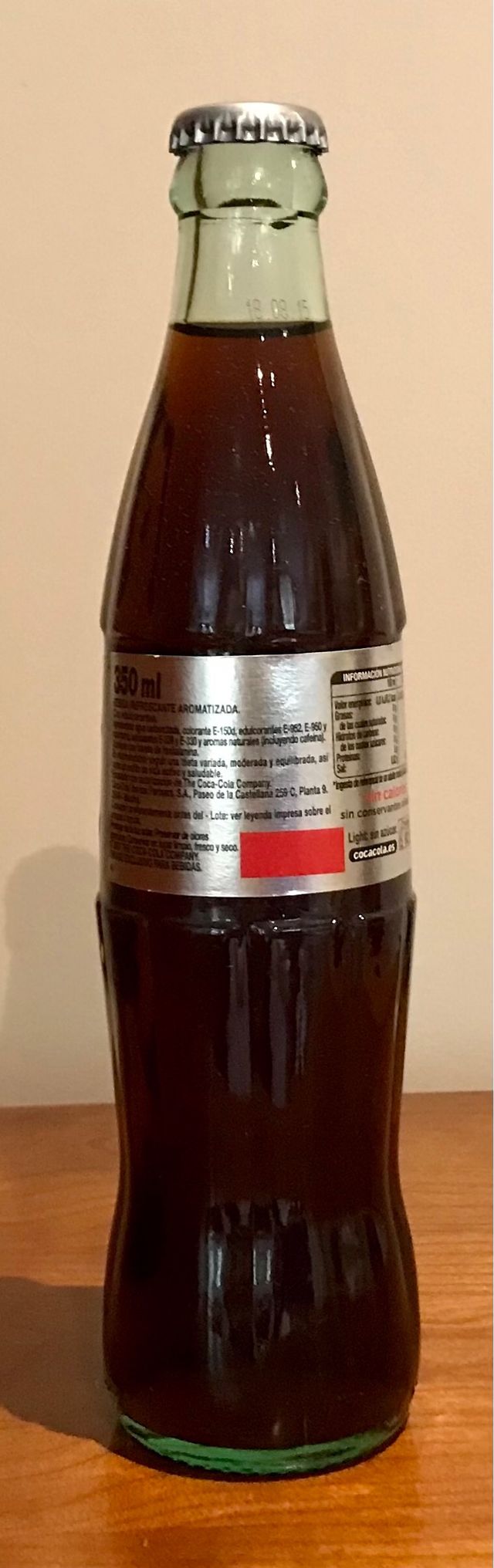 1 botella de Coca Cola Light, España, 350 ml