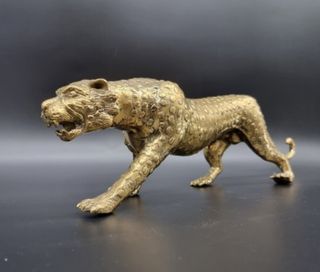 Figura bronce grande leopardo artesana Indonesia
