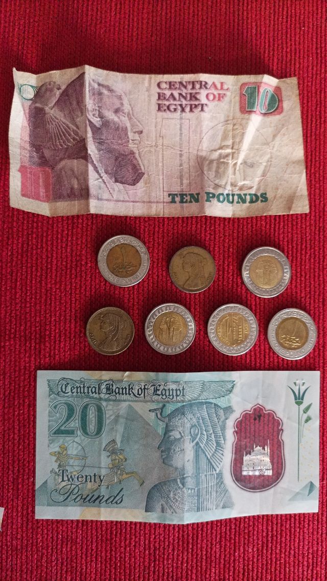 Monedas Egipcias y billetes.