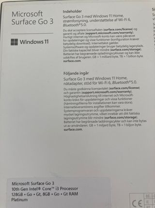 SSD Microsoft Surface Go 3 i3 da 8 GB e 128 GB