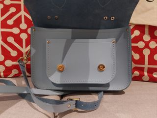 Bolso Satchel de cuero azul surf