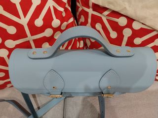 Bolso Satchel de cuero azul surf