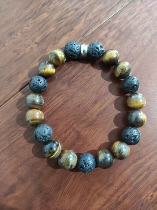 Pulsera cuarzo y lava volcánica