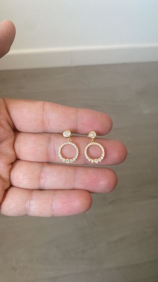 Pendientes círculo circonitas blancas plata 