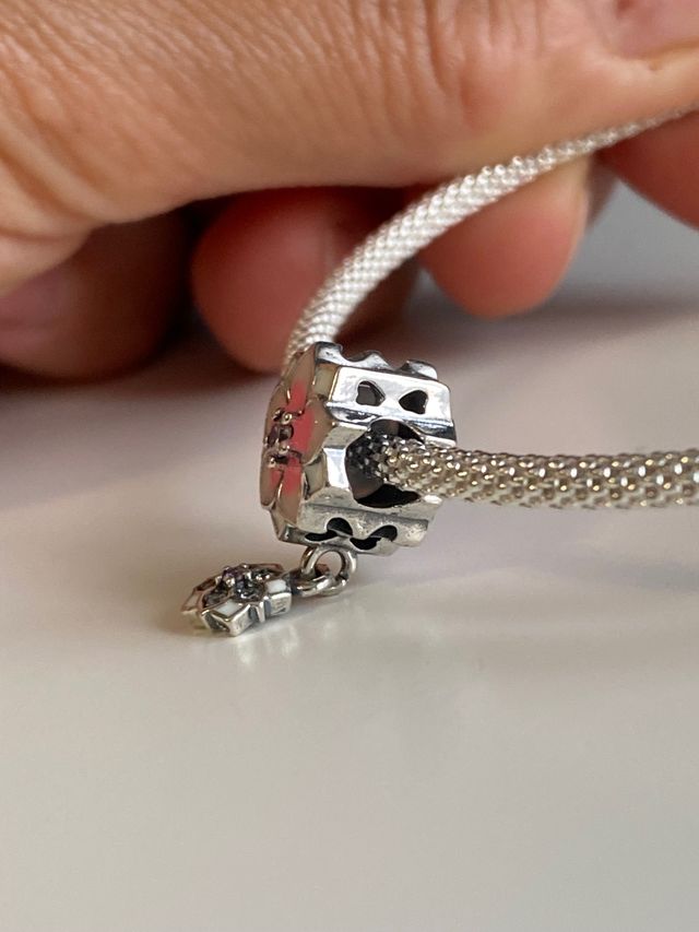 Charm doble flor plata S925