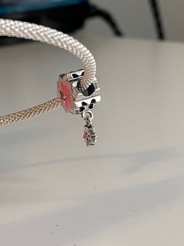 Charm doble flor plata S925