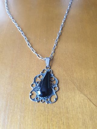 Colgante plata y azabache antiguo