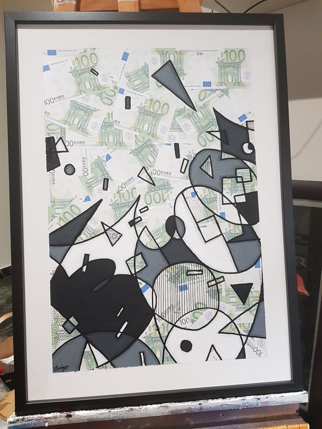 Cuadro moderno abstracto pintado a mano