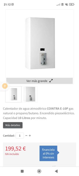 termo de gas marca cointra