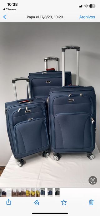 Set de  tre maletas nuevas de tela 8 Ruedas