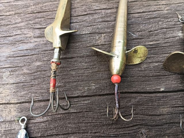 Aparejos de pesca pesca de salmón antiguos años 50