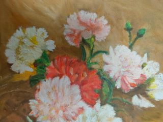 Cuadro al óleo sobre tela: flores