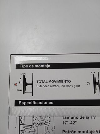 Soporte tele pared 17" 42" movimiento total