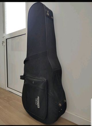 Funda de guitarra rígida.