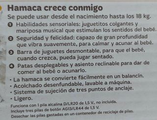 silla bebé hamaca