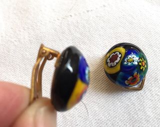 pendientes millefiori años 80 vintage